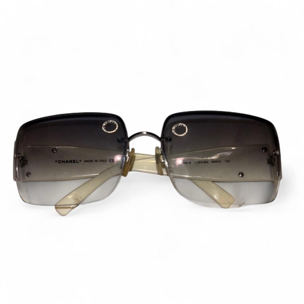 CHANEL Black and Cream Square Sunglasses